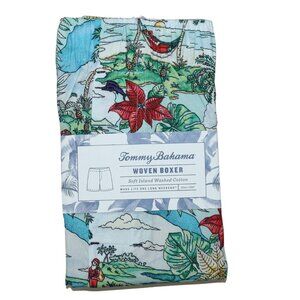 Tommy Bahama Boxer Shorts Blue Tropical Island Santa 100% Cotton NWT